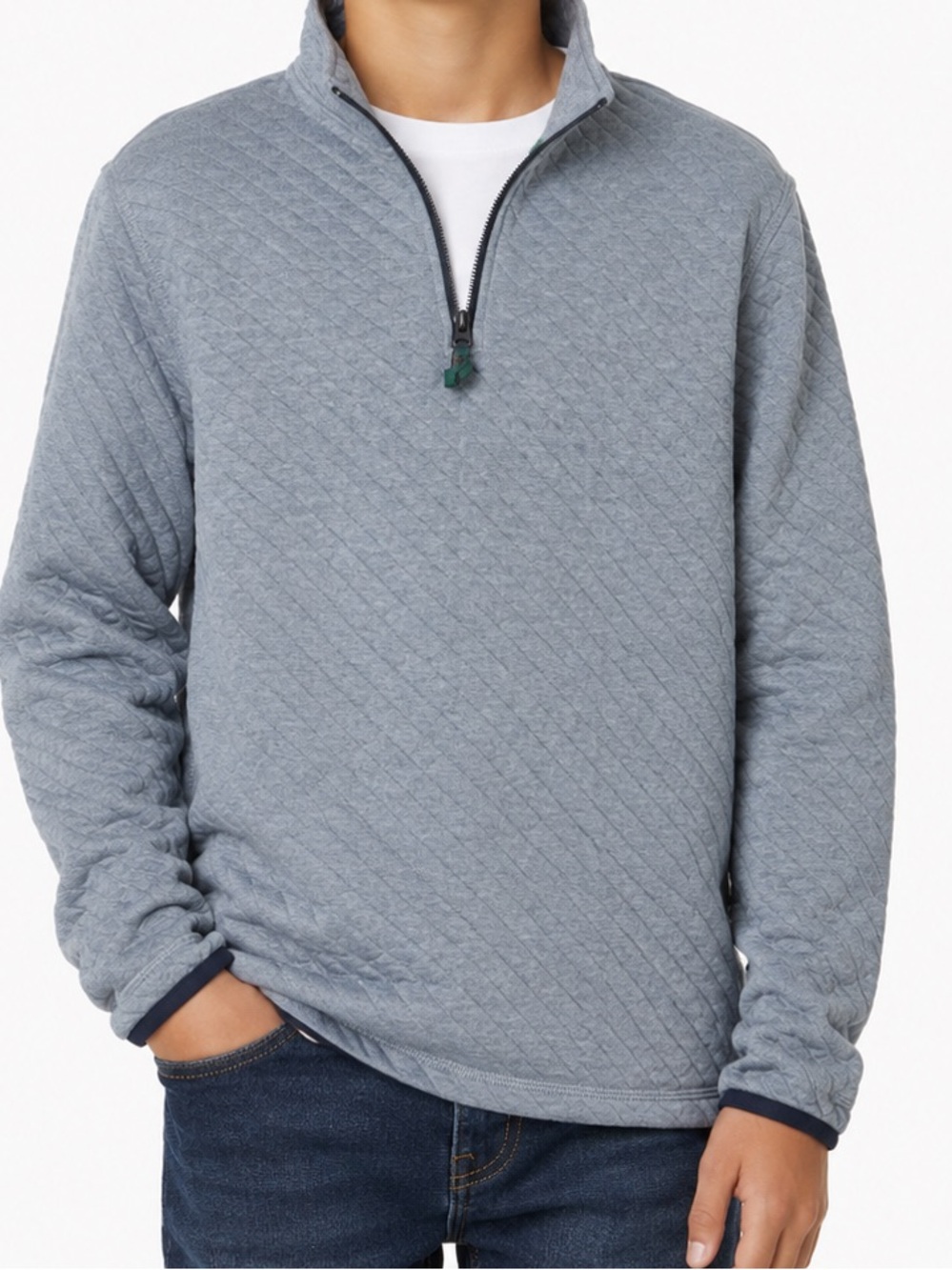 Crewcuts Quilted Half-Zip Pullover in Light Blue
